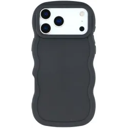 Coque arrière en silicone Phonesta Wavy pour Apple iPhone 17 Pro Max - Noir