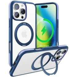 Coque arrière Torras Ostand R Fusion avec MagSafe pour Apple iPhone 16 Pro Max - Bleu foncé