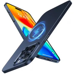 Coque arrière Torras OriginFit-Mag avec MagSafe pour Apple iPhone 15 Pro Max - Bleu foncé